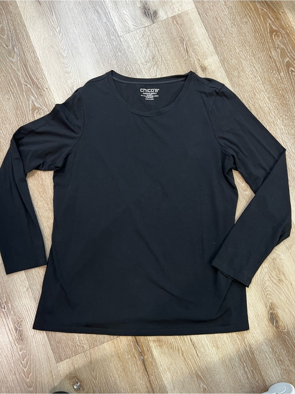 Chico's Black Long Sleeve Crew Tee